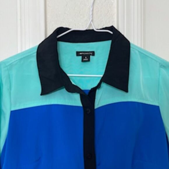 I Heart Ronson Bright Color Blocked Long Sleeve Button Up Shirt Dress Size Small - Picture 4 of 11